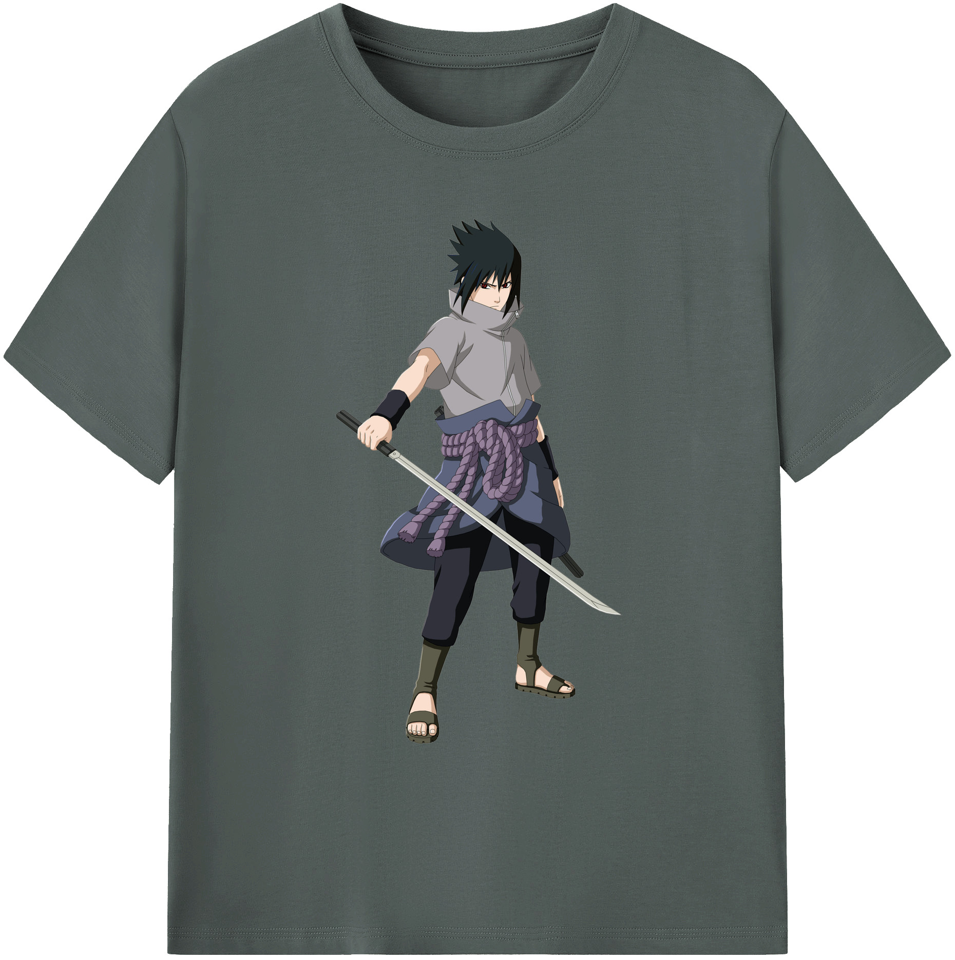 （画像用） NARUTO -ナルト- うちは サスケ Uchiha Sasuke 綿100％ メンズ半袖Tシャツ｜肌触りやわらか＆通気性